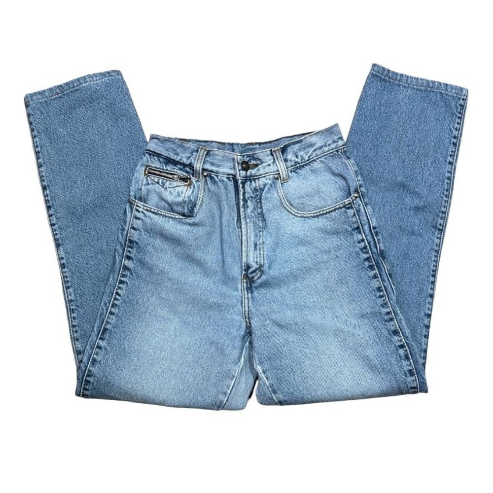Inega Vintage Straight Leg Jeans Blue Denim High Waist Womens 100% Cotton Trendy
